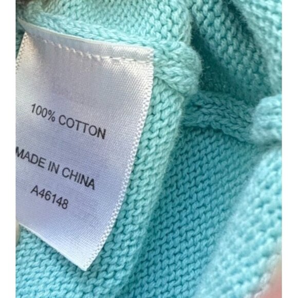 Appleseeds Petites Starfish Sweater Size PXL Turquoise Embroidered Beach Ocean - Picture 9 of 10